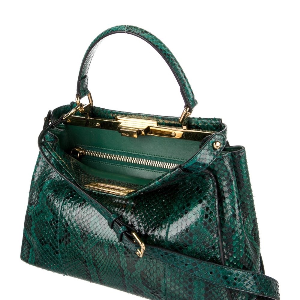 Fendi Medium Python Peekaboo Green Bag - image 3
